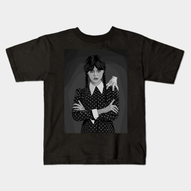 Jenna ortega black & white Kids T-Shirt by Morishasha